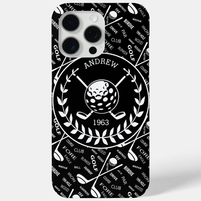 Personalisiertes Golfer-Logo iPhone 15 Pro Max Hülle (Rückseite)
