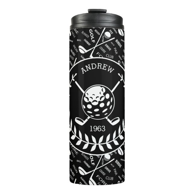 Personalisiertes Golfer-Logo Thermosbecher (Vorderseite)