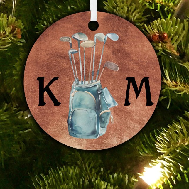 Personalisiertes Golfer Monogram Modernes Lässig Ornament Aus Metall (Von Creator hochgeladen)