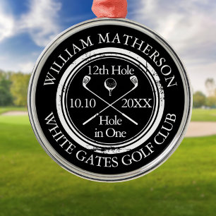 Personalisiertes Golfloch in Schwarzweiß Ornament Aus Metall