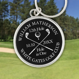 Personalisiertes Golfloch in Schwarzweiß Schlüsselanhänger