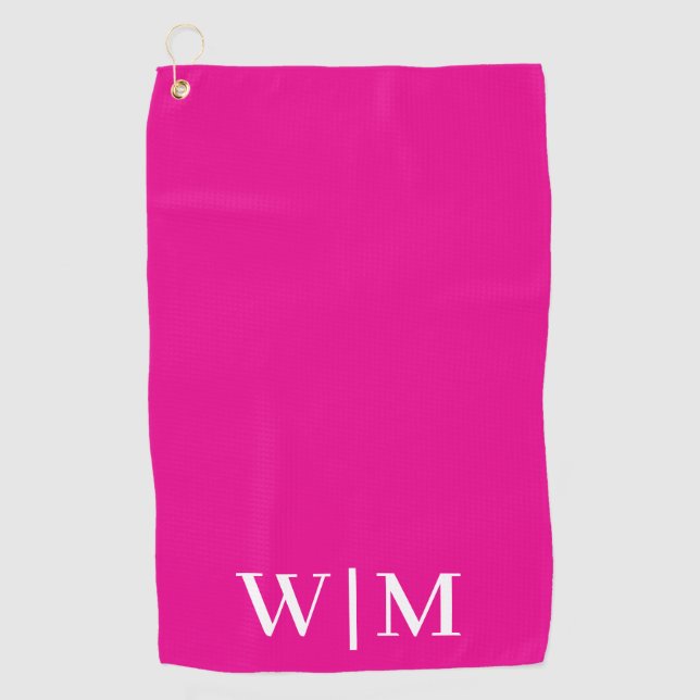 Personalisiertes Golftücher in Pink und Weiß Golfhandtuch (Vorderseite)