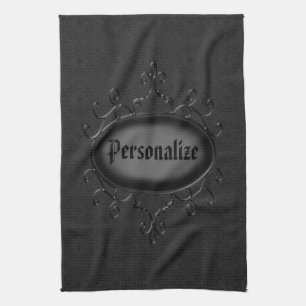 Personalisiertes Gothic-Ornament Schwarzes Küchent Geschirrtuch