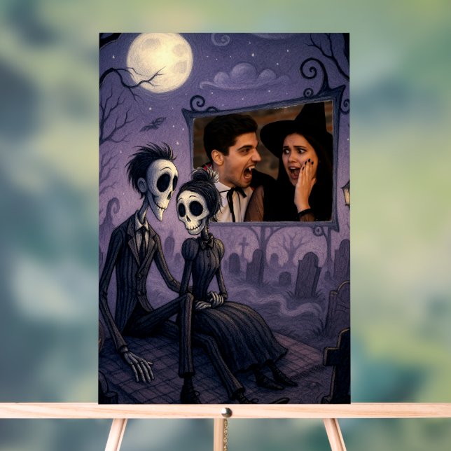 Personalisiertes gotisches Halloween-Foto Acrylschild (Neutral)