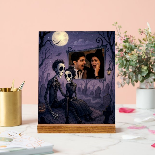 Personalisiertes gotisches Halloween-Foto Acrylschild (Hochzeit)