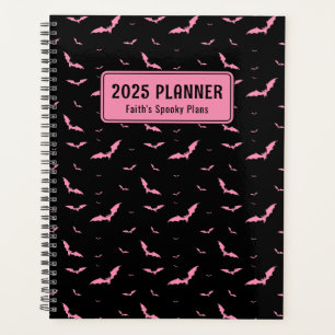 Personalisiertes gotisches Muster in Rosa und Schw Planer