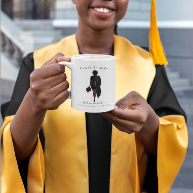 Personalisiertes Graduate Watercolor Girl Kaffeetasse (Personalized Graduate Watercolor Girl Coffee Mug)