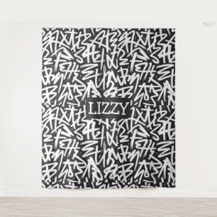 Personalisiertes Graffiti-Namen-Muster — Benutzerd Wandteppich