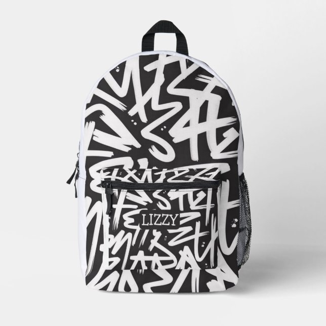 Personalisiertes Graffiti-Namen-Muster — Individue Bedruckter Rucksack (Vorderseite)