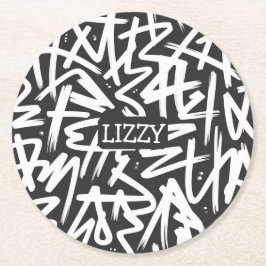 Personalisiertes Graffiti-Namen-Muster — Individue Runder Pappuntersetzer