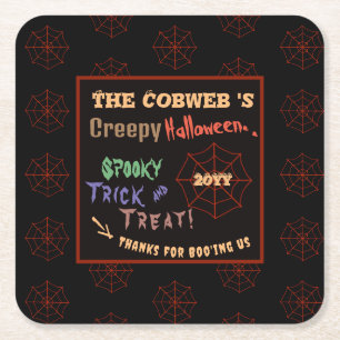 Personalisiertes, grauenhaftes Halloween-Spinnenne Rechteckiger Pappuntersetzer