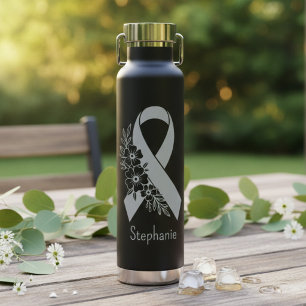 Personalisiertes graues Band Asthma-Bewusstsein Trinkflasche