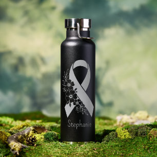 Personalisiertes graues Band Asthma-Bewusstsein Trinkflasche