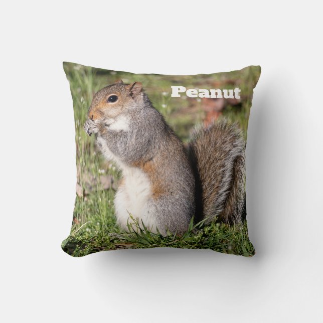 Personalisiertes graues Eichhörnchen Kissen (Vorderseite)