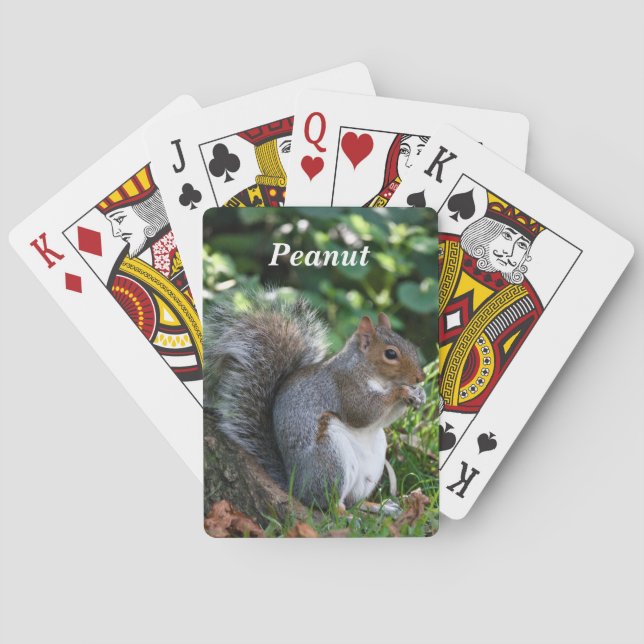 Personalisiertes graues Eichhörnchen Spielkarten (Rückseite)