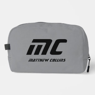 Personalisiertes Graues Minimalistisches Monogramm Waschbeutel