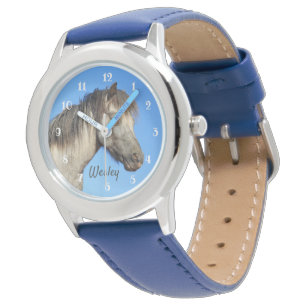 Personalisiertes graues Pony Armbanduhr