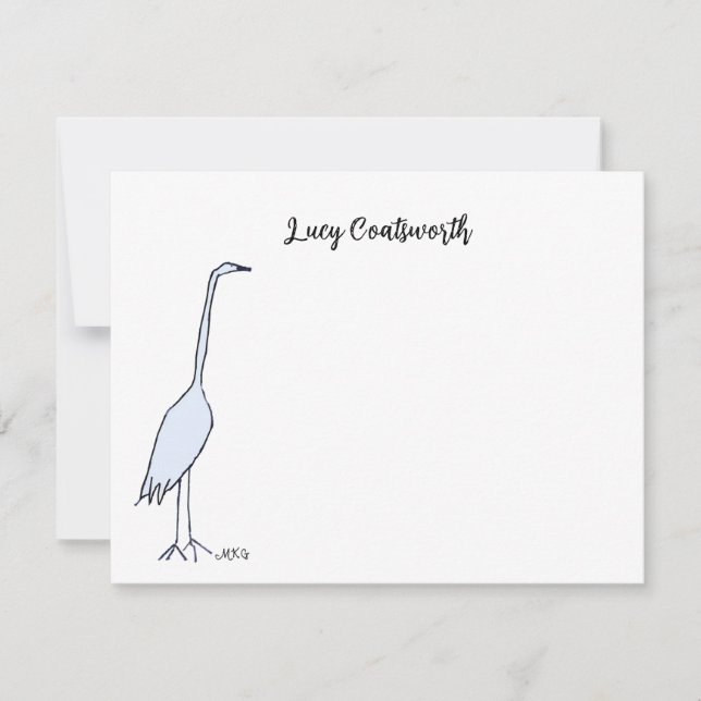 Personalisiertes Great Blue Heron Boho Bird Artwor Mitteilungskarte (Vorderseite)