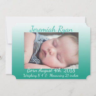 Personalisiertes Green Baby Foto Geburtshinweise Ankündigung