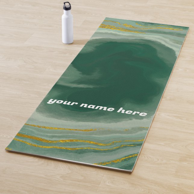 Personalisiertes Green & Gold Agate Swirl Yoga Mat Yogamatte (Beispiel)