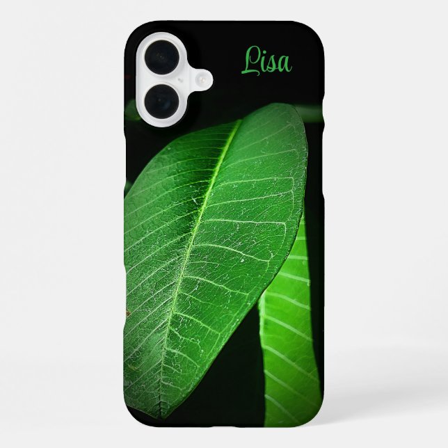 Personalisiertes Green Leaf Apple iPhone Case 16 Plus Hülle (Rückseite)