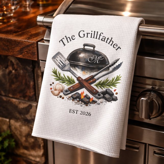 Personalisiertes Grillvater-Monogramm Geschirrtuch (Von Creator hochgeladen)