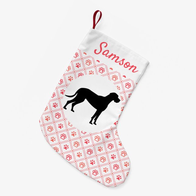 Personalisiertes großes Rotpaw-Muster Kleiner Weihnachtsstrumpf (Vorderansicht (hängend))