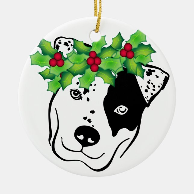 Personalisiertes Gruben-Stier-Weihnachten Keramik Ornament (Vorne)