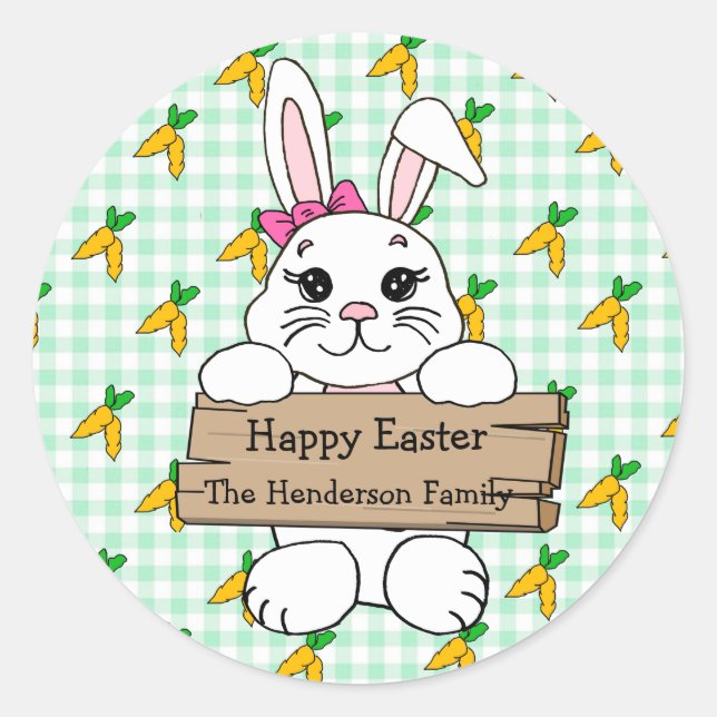 Personalisiertes Grün glückliches Ostern für Sie A Runder Aufkleber (Vorderseite)
