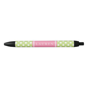 Personalisiertes grün-rosa Polka Dots Muster Kugelschreiber
