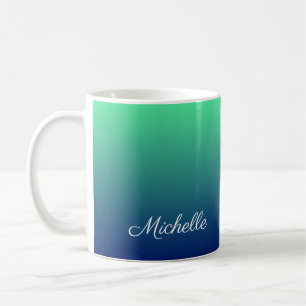 Personalisiertes Grün und blaues Ober Kaffeetasse