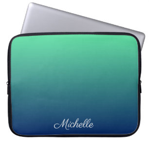 Personalisiertes Grün und blaues Ober Laptopschutzhülle