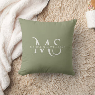 Personalisiertes grün-weißes Monogramm Anfangsbuch Kissen