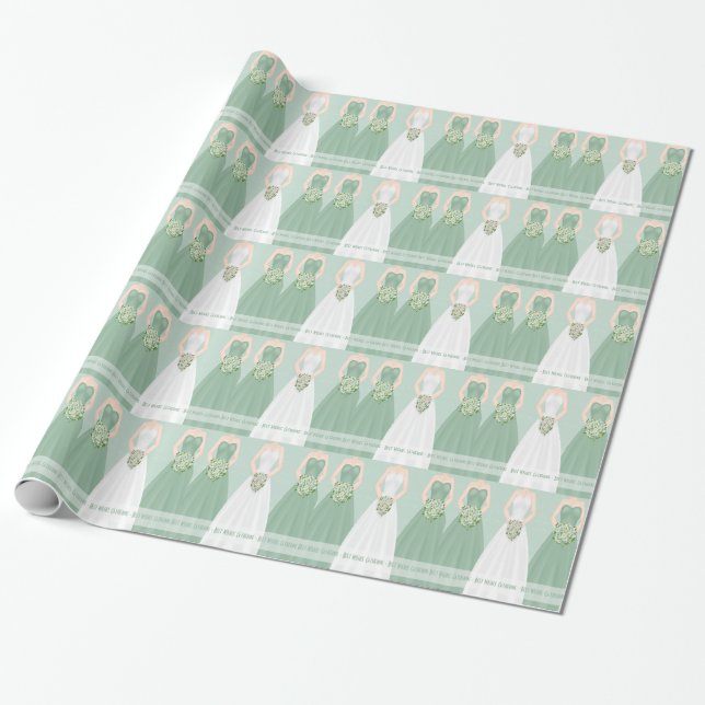 Personalisiertes Grünbuch zum Brautparty Geschenkpapier (Ungerollt)