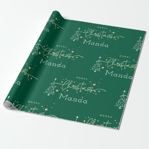 Personalisiertes Grüne Elegantes Skript Frohe Weih Geschenkpapier
