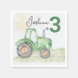 Personalisiertes Grüne Traktor Theme Paper Napkins Serviette