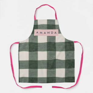 Personalisiertes Grünes Gingham Kariert Schürze