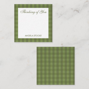 Personalisiertes grünes Gingham Mitteilungskarte