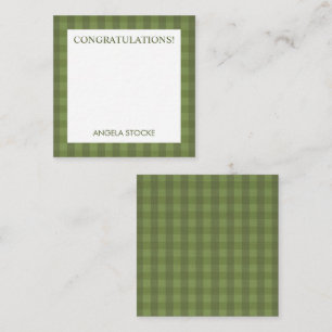 Personalisiertes grünes Gingham Mitteilungskarte
