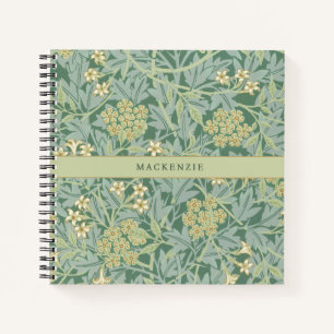 Personalisiertes grünes Jasmin-Blumenmuster Notizbuch