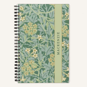 Personalisiertes grünes Jasmin-Blumenmuster Notizbuch