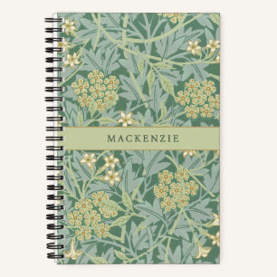 Personalisiertes grünes Jasmin-Blumenmuster Notizbuch