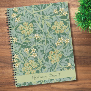 Personalisiertes grünes Jasmin-Blumenmuster Notizbuch