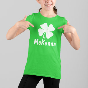 Personalisiertes grünes Kleeblatt Kinder St Patric T-Shirt