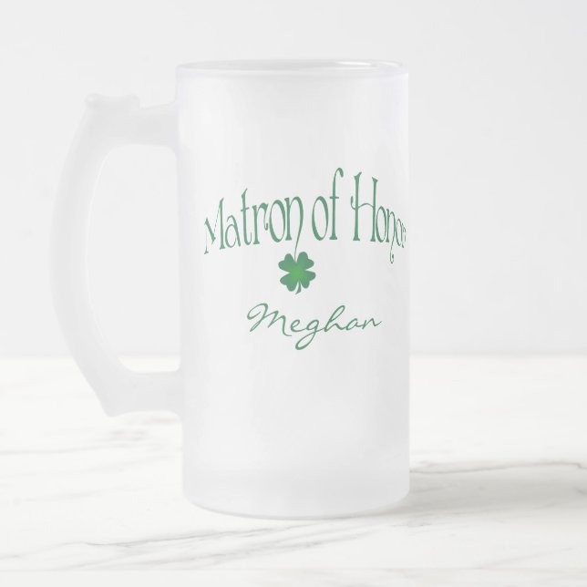 Personalisiertes grünes Kleeblatt MOH Beer Stein Mattglas Bierglas (Links)