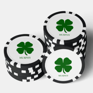 Personalisiertes Grünes Kleeblatt Pokerchips