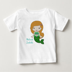Personalisiertes grünes Meerjungfrau-Babykleid Baby T-shirt