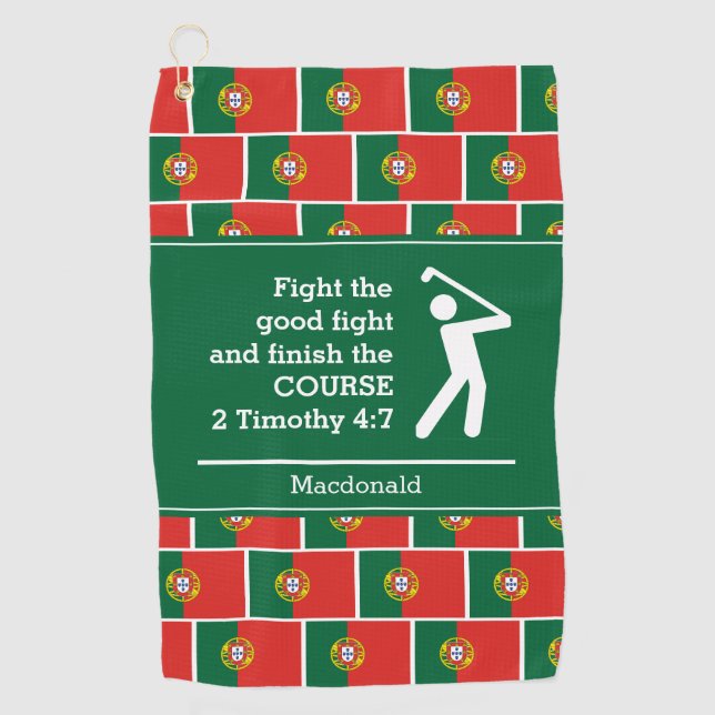 Personalisiertes grünes PORTUGAL Christlich Golfhandtuch (Vorderseite)