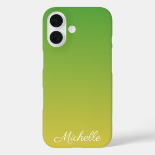 Personalisiertes grünes und gelbes Ombre iPhone 16 Hülle