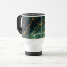 Personalisiertes Grünes und goldenes Waldmarmor